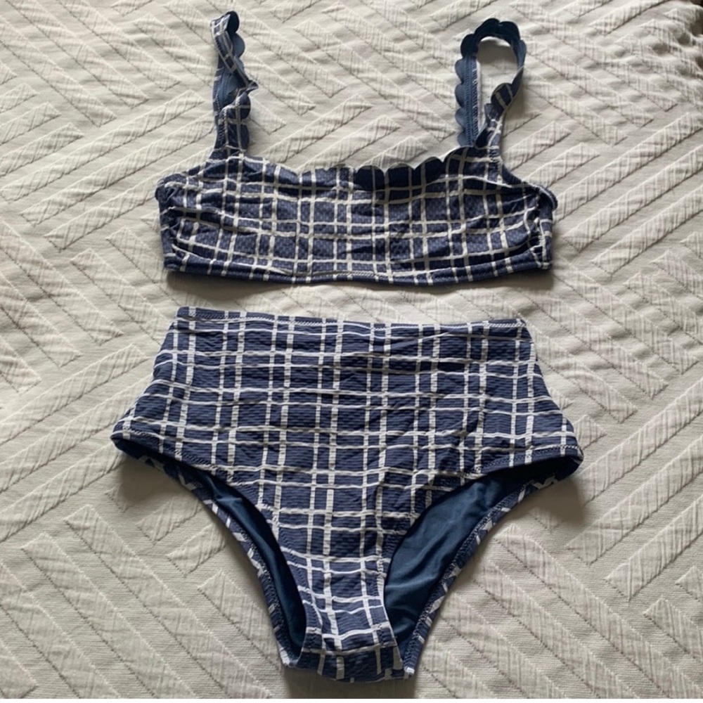 Aerie scalloped high waisted bikini set